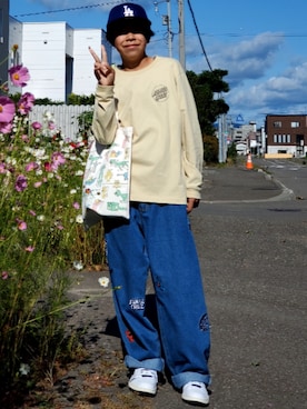 「アイテム（デニムパンツ）」を使った、MIOTOさん（キッズ・158cm・10代）の秋コーディネート