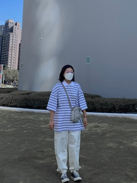 「plain-me（プレインミー）のアイテム（バッグ）」を使った、黃瑋さん（レディース・156cm）の冬コーディネート