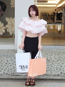 「※macmoc（マックモック）のアイテム」を使った、momocaさん（レディース・164cm）の夏コーディネート