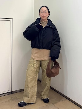 「アイテム（ダウンジャケット/コート）」を使った、azukiさん（レディース・154cm）の秋コーディネート