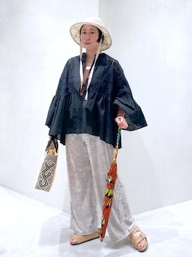 「24SS春の新作」｜「アイテム（帽子）」を使った、azukiさん（レディース・154cm）の春コーディネート