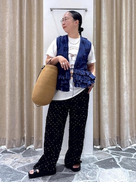 「アイテム（ベスト）」を使った、azukiさん（レディース・154cm・30代）の夏コーディネート