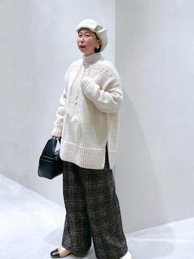 「イエベ」｜「アイテム（ニットキャップ/ビーニー）」を使った、azukiさん（レディース・154cm）の冬コーディネート