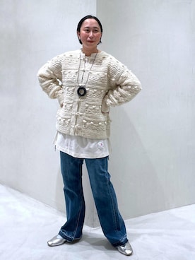 「Americana」｜「アイテム（デニムパンツ）」を使った、azukiさん（レディース・154cm）の秋コーディネート