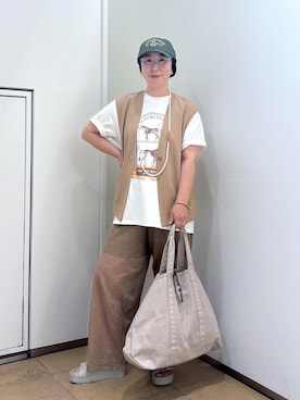 「アイテム（ベスト）」を使った、azukiさん（レディース・154cm・30代）の夏コーディネート