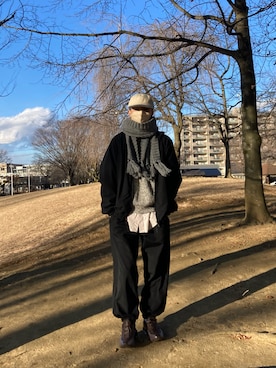 「KIKO KOSTADINOV（キコ コスタディノフ）のアイテム（シューズ）」を使った、巽さん（メンズ・176cm）の冬コーディネート