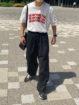 「Graphpaper（グラフペーパー）のアイテム（カーゴパンツ）」を使った、巽さん（メンズ・176cm）の夏コーディネート