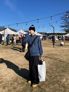 「Graphpaper（グラフペーパー）のアイテム（カーゴパンツ）」を使った、巽さん（メンズ・176cm）の冬コーディネート