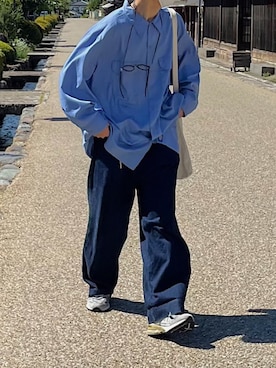 「BASISBROEK（バシスブルック）のアイテム（パンツ）」を使った、巽さん（メンズ・176cm）の秋コーディネート