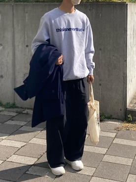「Graphpaper（グラフペーパー）のアイテム（カーゴパンツ）」を使った、巽さん（メンズ・176cm）の秋コーディネート