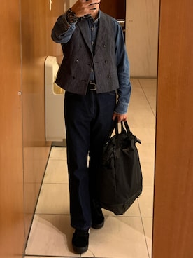 「THE NORTH FACE（ザノースフェイス）のアイテム（トートバッグ）」を使った、Kenji ☑️さん（メンズ・167cm）の秋コーディネート