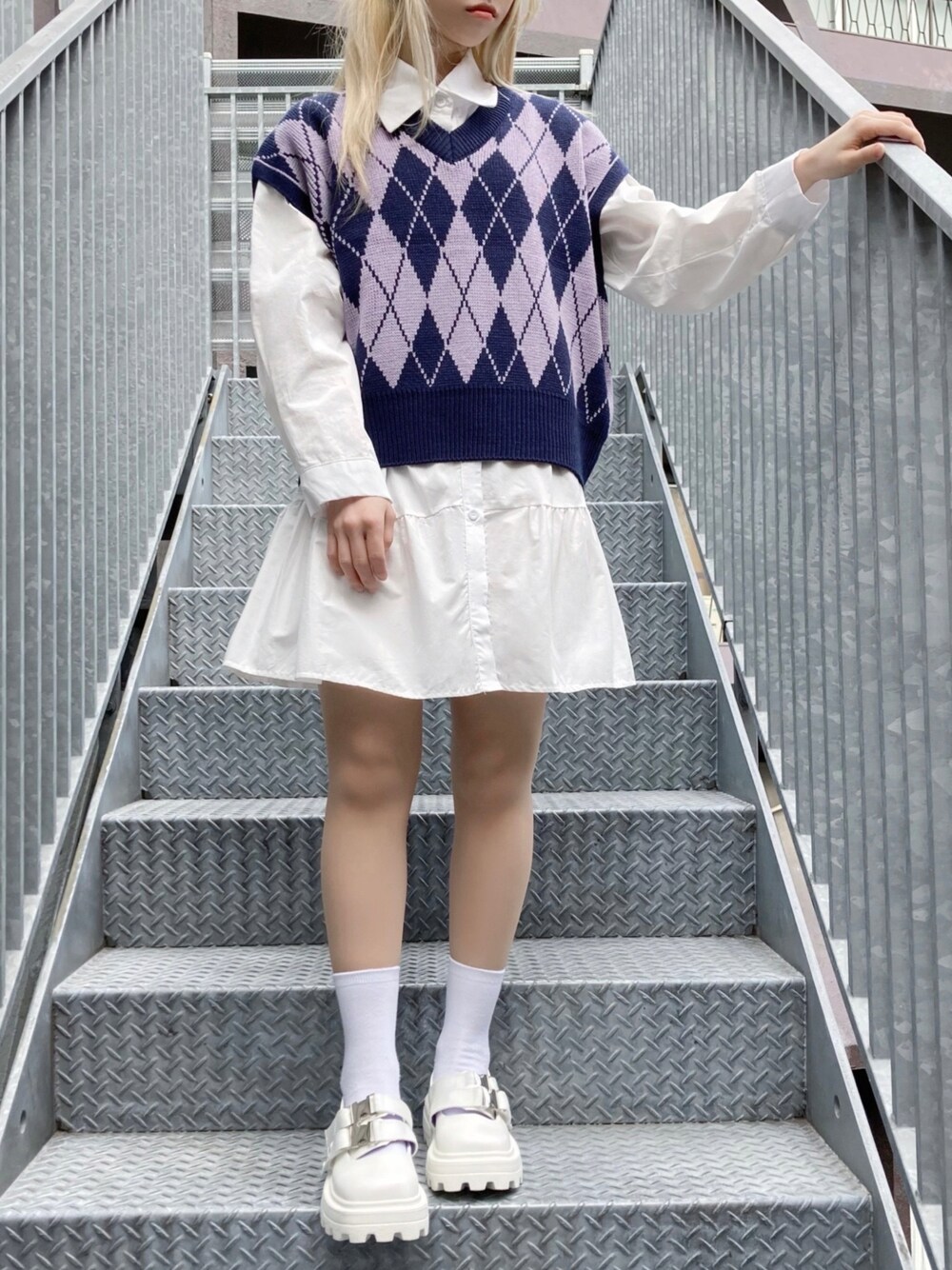 Figments（フィグメンツ）の「アーガイル柄ニットベスト（ベスト