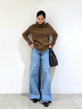 「アイテム（バングル/リストバンド）」を使った、MIKUさん（レディース・155cm）の秋コーディネート