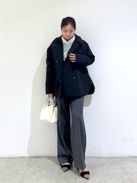 「オフィススタイル」｜「アイテム（パンツ）」を使った、MIKUさん（レディース・155cm）の冬コーディネート