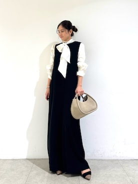 「アイテム（つなぎ/オールインワン）」を使った、MIKUさん（レディース・155cm）の冬コーディネート