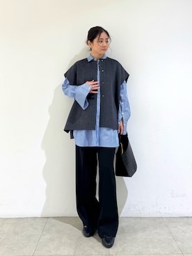 「アイテム（ポンチョ）」を使った、MIKUさん（レディース・155cm）の秋コーディネート