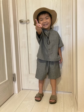 「Birthday（バースデイ）のアイテム（シャツ/ブラウス、グレー系）」を使った、a04030109さん（キッズ・100cm）の夏コーディネート