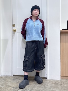 「アイテム（帽子）」を使った、河原光希さん（レディース・144cm）の夏コーディネート