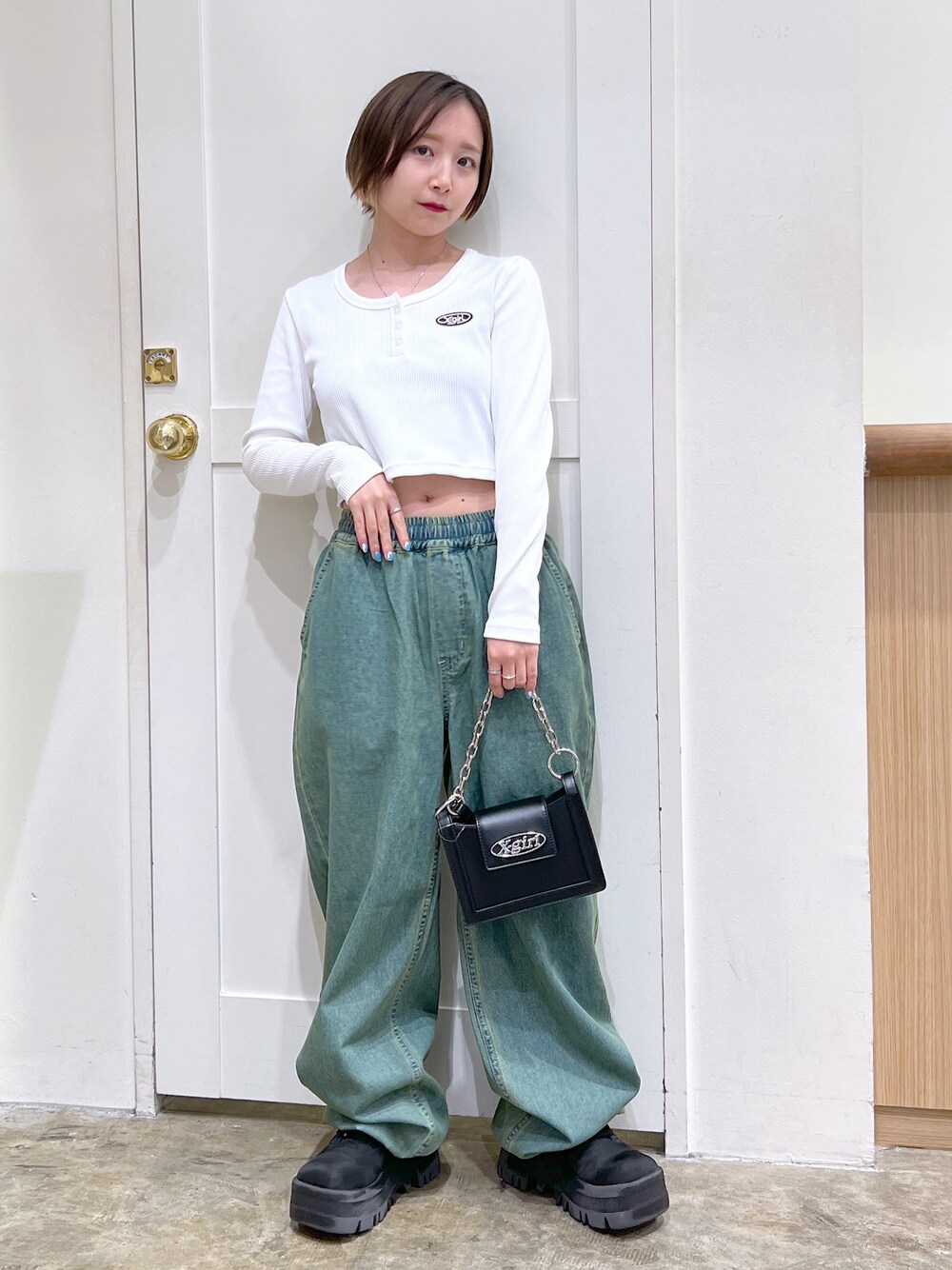 トップス L X-girl（エックスガール）の「L/S HENLEY NECK TOP（Tシャツ