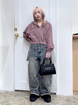 「アイテム（パーカー）」を使った、河原光希さん（レディース・144cm）の夏コーディネート