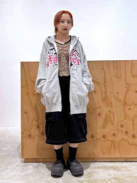 「アイテム（パーカー）」を使った、河原光希さん（レディース・144cm）の夏コーディネート