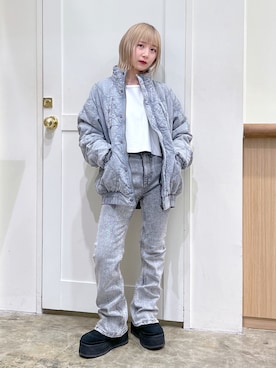 「アイテム（その他アウター、グリーン系）」を使った、河原光希さん（レディース・144cm）の冬コーディネート