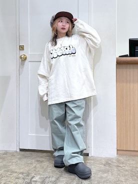 「アイテム（帽子）」を使った、河原光希さん（レディース・144cm）の夏コーディネート