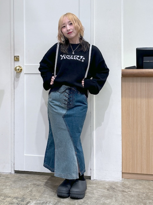 トップス X-girl BUTTERFLY COMPACT KNIT TOP X-girl - BUTTERFLY COMPACT KNIT TOP / ブラック | Tempt