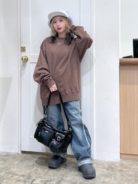 「アイテム（帽子）」を使った、河原光希さん（レディース・144cm）の夏コーディネート
