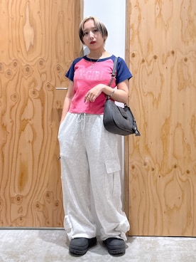 「アイテム（スウェットパンツ）」を使った、河原光希さん（レディース・144cm）の夏コーディネート