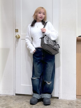 「アイテム（デニムパンツ）」を使った、河原光希さん（レディース・144cm）の夏コーディネート