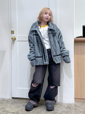 「アイテム（デニムパンツ）」を使った、河原光希さん（レディース・144cm）の夏コーディネート