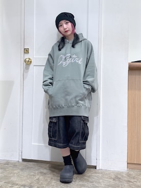 「アイテム（帽子）」を使った、河原光希さん（レディース・144cm）の夏コーディネート