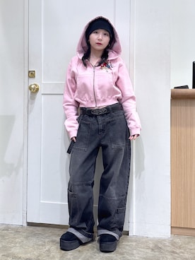 「アイテム（パーカー）」を使った、河原光希さん（レディース・144cm）の夏コーディネート