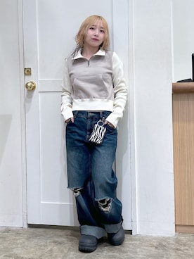 「アイテム（スウェット）」を使った、河原光希さん（レディース・144cm）の夏コーディネート