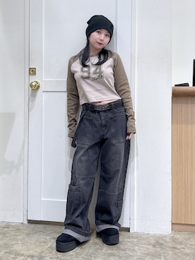 「アイテム（パンツ）」を使った、河原光希さん（レディース・144cm）の夏コーディネート