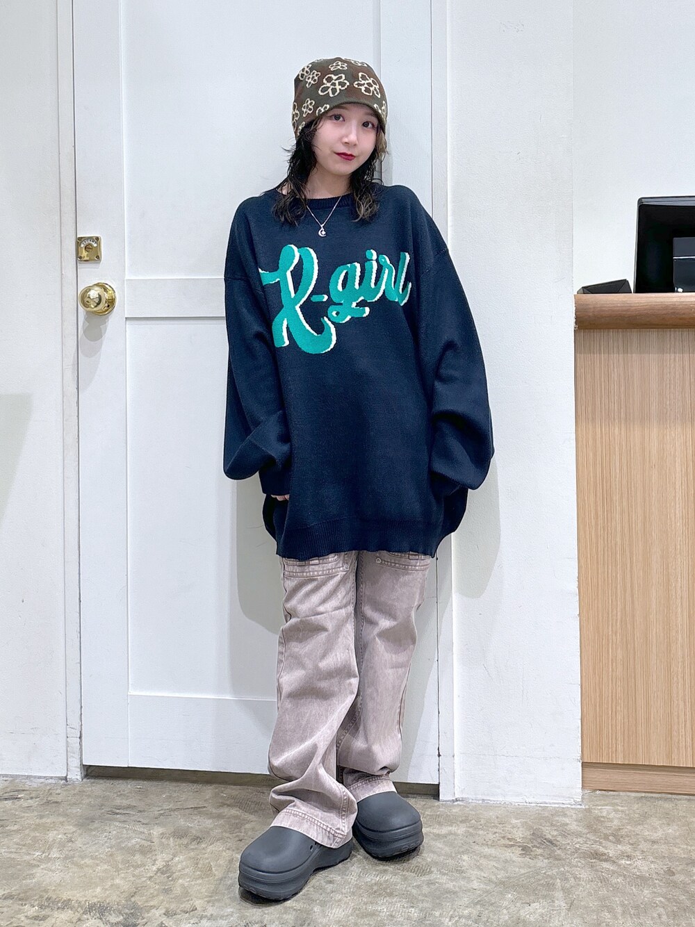 Logo Jacquard Knit Top 専用ページ X-girl（エックスガール）の「LOGO JACQUARD KNIT TOP（ニット