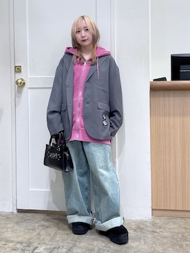 「アイテム（パーカー）」を使った、河原光希さん（レディース・144cm）の夏コーディネート
