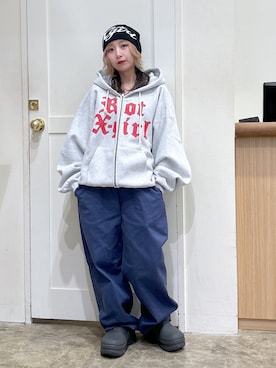 「アイテム（帽子）」を使った、河原光希さん（レディース・144cm）の夏コーディネート