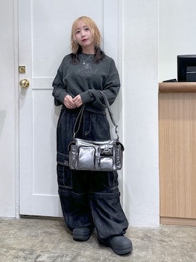 「アイテム（スウェット）」を使った、河原光希さん（レディース・144cm）の夏コーディネート