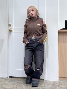 「アイテム（スウェット）」を使った、河原光希さん（レディース・144cm）の夏コーディネート