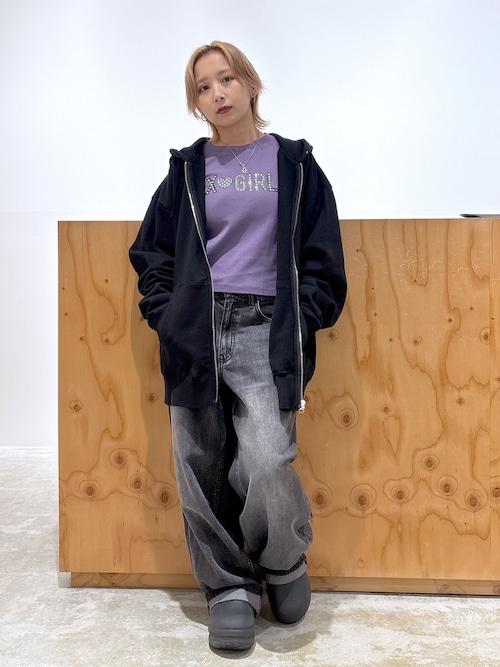 CIRCLE LOGO AND FACE ZIP UP SWEAT HOODIE（パーカー）｜X-girl