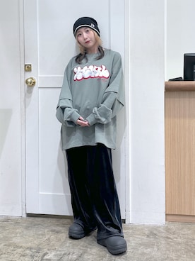 「アイテム（帽子）」を使った、河原光希さん（レディース・144cm）の夏コーディネート