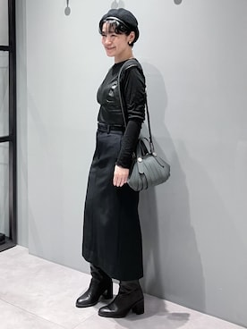 「HIROKO HAYASHI（ヒロコハヤシ）のOSSO VIVO PUNTI（オッソ ヴィーヴォ プンティ）ショルダーバッグ（ショルダーバッグ、グレー系）」を使った、mc_hhさん（レディース・156cm）の秋コーディネート