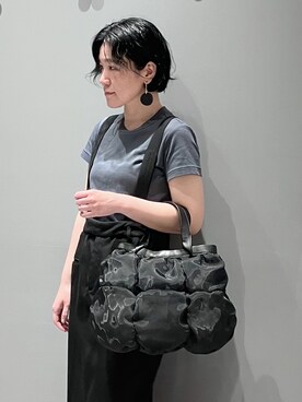 「HIROKO HAYASHI（ヒロコハヤシ）のFABRE（ファーブル）ハンドバッグ（ハンドバッグ、ブラック系）」を使った、mc_hhさん（レディース・156cm）の春コーディネート