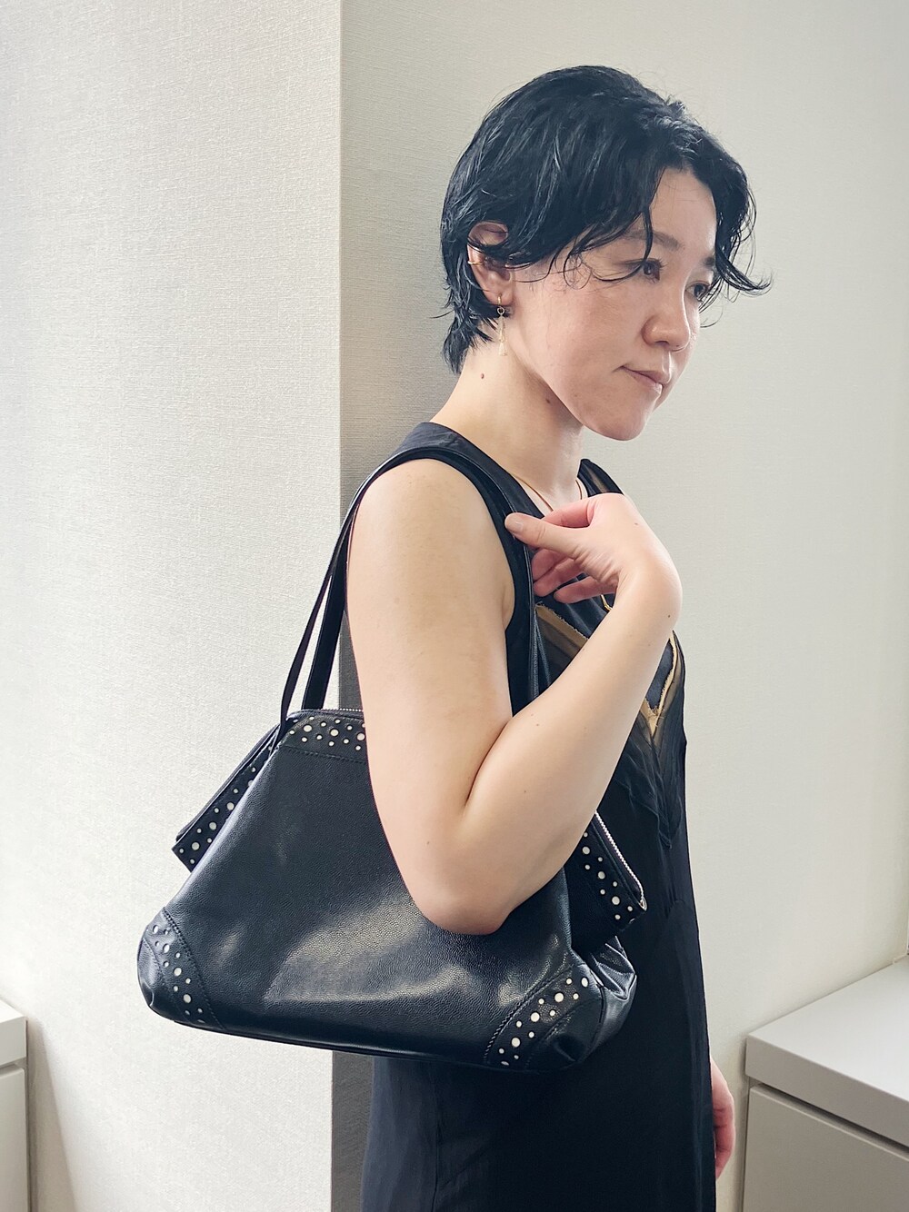 「HIROKO HAYASHIのVELENO（ヴェレーノ）ミニボストンバッグ（ボストンバッグ、ブルー系）」を使った、mc_hhさん（レディース・156cm）の夏コーディネートの1枚目の写真
