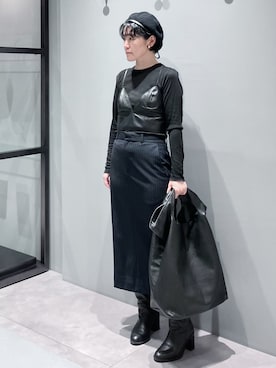 「HIROKO HAYASHI（ヒロコハヤシ）のUNITO(ウニート) ショルダーバッグ（ショルダーバッグ、ブラック系）」を使った、mc_hhさん（レディース・156cm）の秋コーディネート