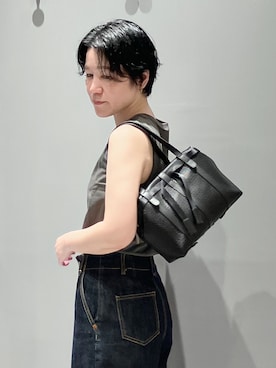 「HIROKO HAYASHI（ヒロコハヤシ）のPANIER（パニエ）ボストンバッグ（ボストンバッグ、ホワイト系）」を使った、mc_hhさん（レディース・156cm）の夏コーディネート