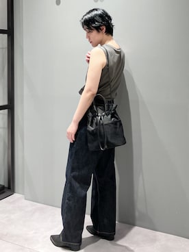 「HIROKO HAYASHI（ヒロコハヤシ）のLUINI AGILE（ルイーニ アジレ）ショルダーバッグ（ショルダーバッグ、グレー系）」を使った、mc_hhさん（レディース・156cm）の夏コーディネート