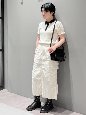 「HIROKO HAYASHI（ヒロコハヤシ）のTRIS（トリス）ショルダーバッグS（ショルダーバッグ、ブラック系）」を使った、mc_hhさん（レディース・156cm）の春コーディネート